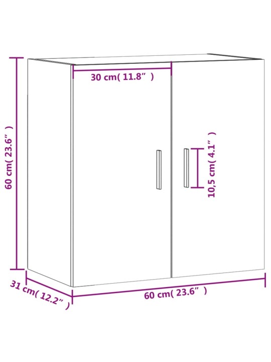 TV-seinäkaappi ruskea tammi 60x31x60 cm tekninen puu