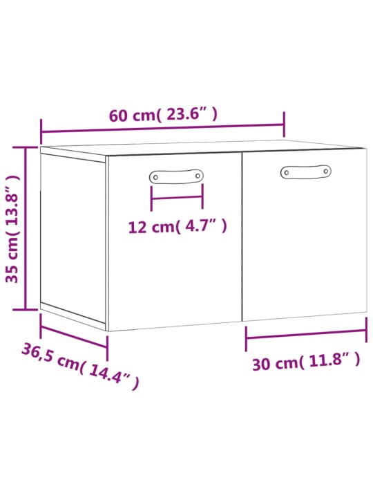 Seinäkaappi betoninharmaa 60x36,5x35 cm tekninen puu