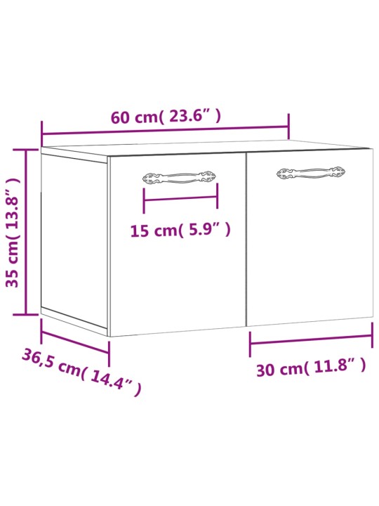 Seinäkaappi musta 60x36,5x35 cm tekninen puu