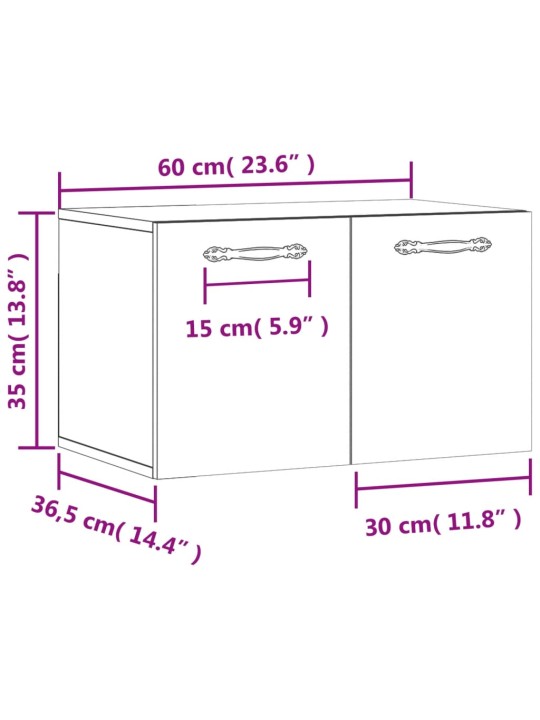 Seinäkaappi betoninharmaa 60x36,5x35 cm tekninen puu