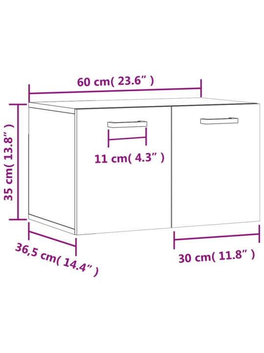 Seinäkaappi betoninharmaa 60x36,5x35 cm tekninen puu