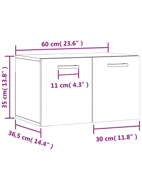 Seinäkaappi ruskea tammi 60x36,5x35 cm tekninen puu