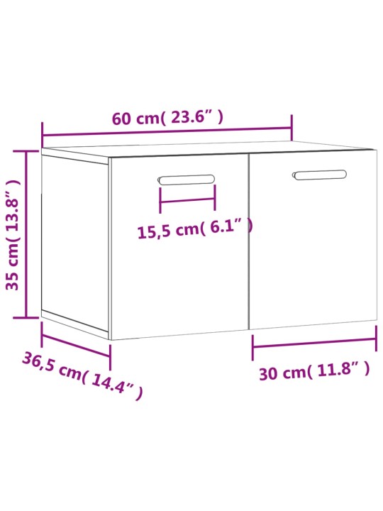 Seinäkaappi betoninharmaa 60x36,5x35 cm tekninen puu