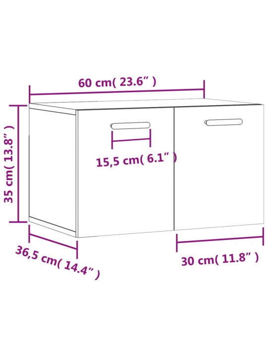 Seinäkaappi harmaa Sonoma 60x36,5x35 cm tekninen puu