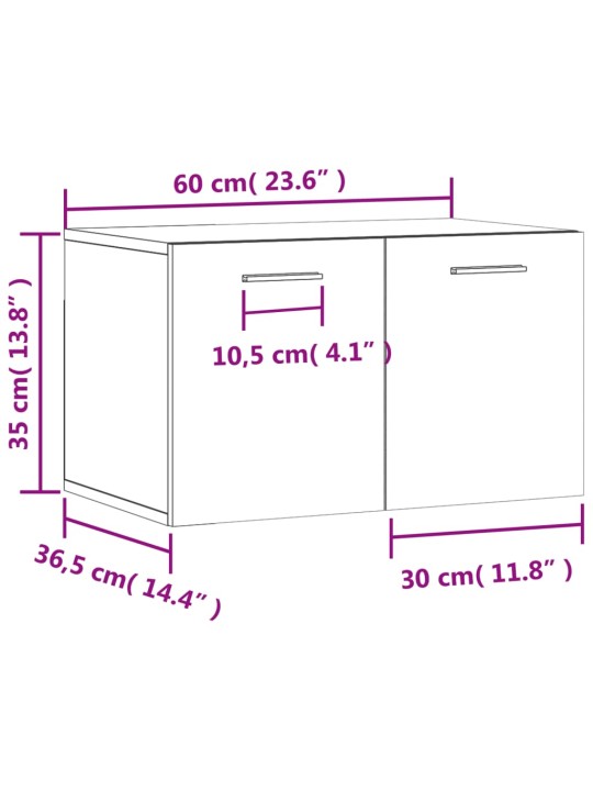 Seinäkaappi betoninharmaa 60x36,5x35 cm tekninen puu