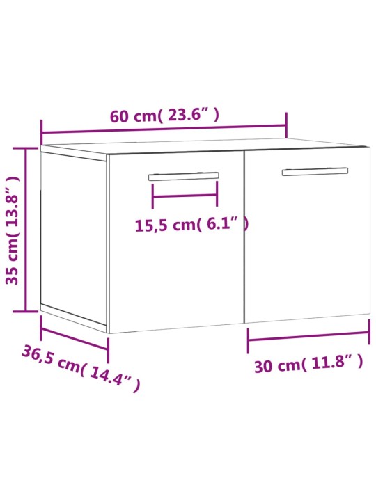 Seinäkaappi musta 60x36,5x35 cm tekninen puu