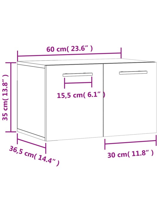 Seinäkaappi betoninharmaa 60x36,5x35 cm tekninen puu