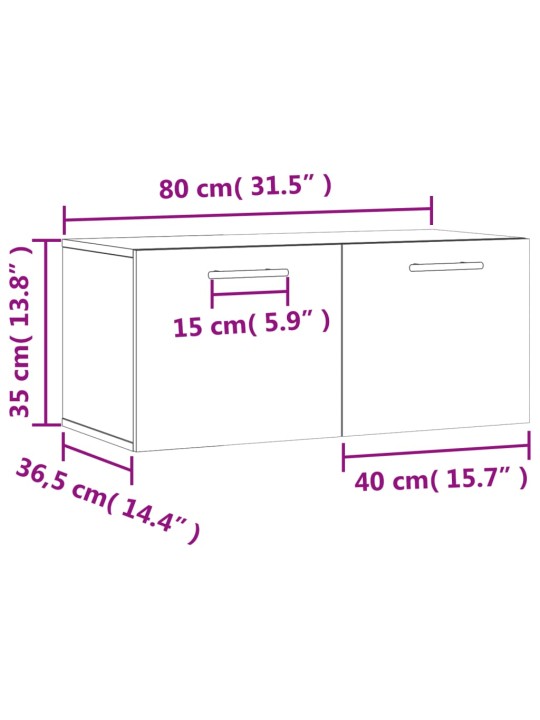 Seinäkaappi musta 80x36,5x35 cm tekninen puu