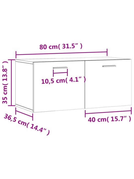 Seinäkaappi betoninharmaa 80x36,5x35 cm tekninen puu