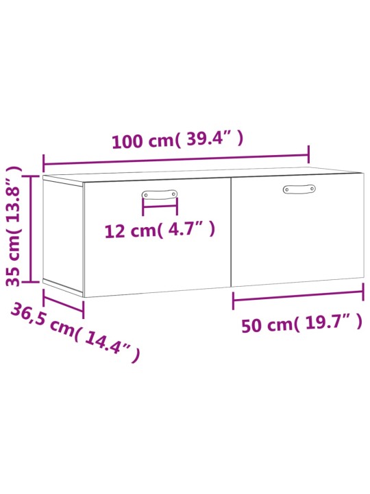 Seinäkaappi betoninharmaa 100x36,5x35 cm tekninen puu