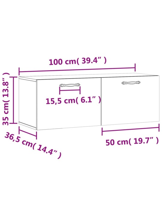 Seinäkaappi betoninharmaa 100x36,5x35 cm tekninen puu