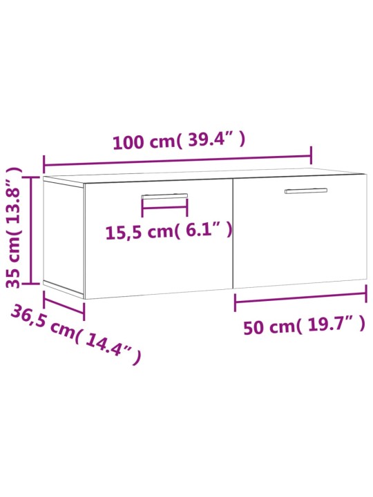 Seinäkaappi musta 100x36,5x35 cm tekninen puu