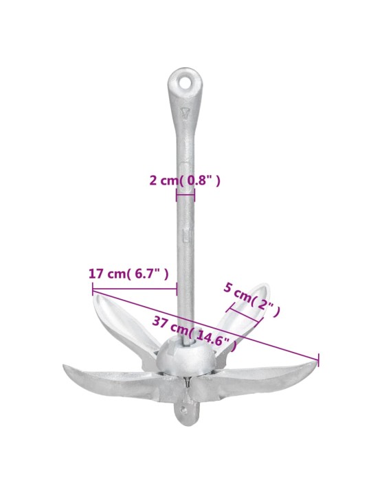 Taitettava ankkuri hopea 3,2 kg takorauta