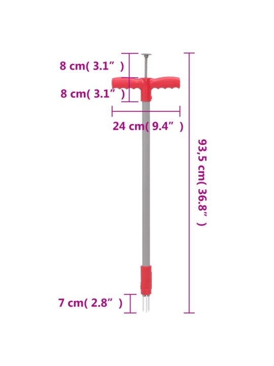 Rikkaruohorauta punainen ja harmaa 93,5 cm jauhemaalattu teräs