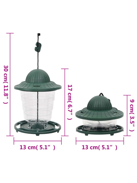 Lintujen ruokintalaitteet 3 kpl tummanvihreä 13x13x17 cm