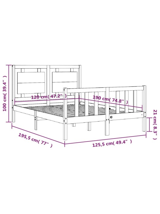 Sängynrunko päädyllä valkoinen 4FT Small Double täysi puu