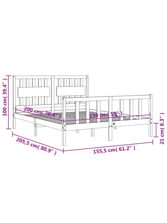 Sängynrunko päädyllä King Size täysi puu