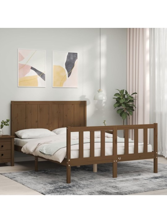 Sängynrunko päädyllä hunajanruskea 120x200 cm täysi puu