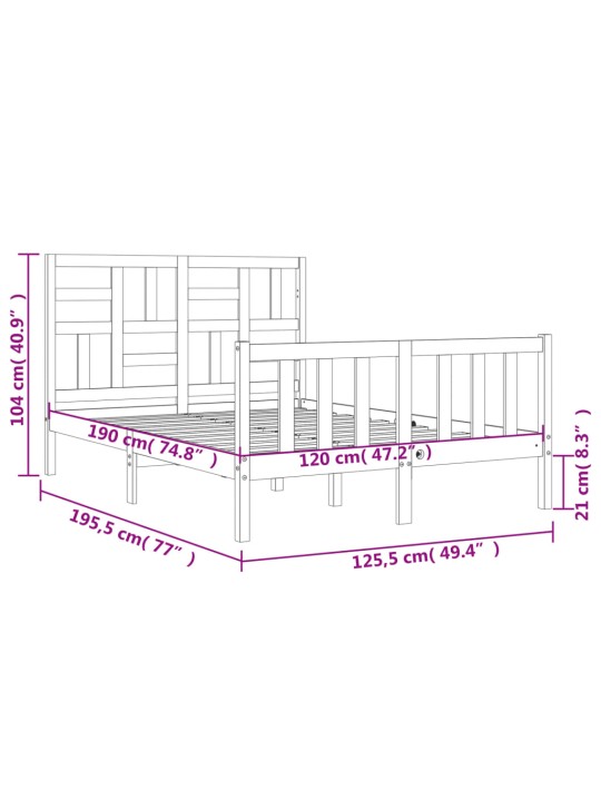 Sängynrunko päädyillä 4FT Small Double täysi puu