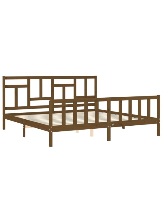 Sängynrunko päädyllä hunajanruskea 200x200 cm täysi puu