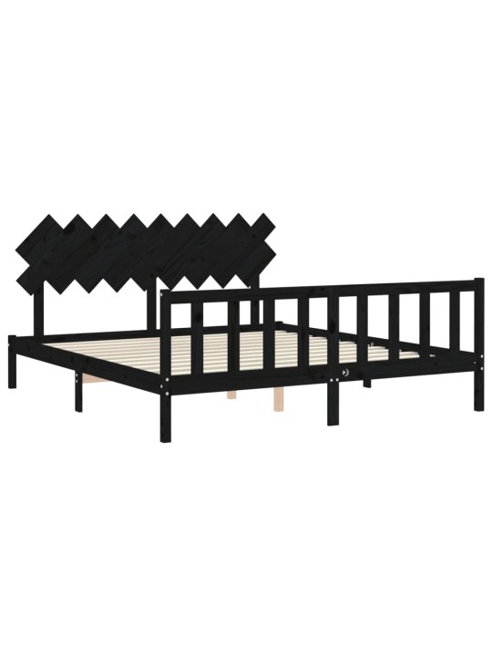 Sängynrunko päädyllä musta super king size täysi puu