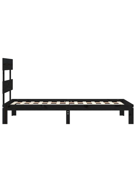 Sängynrunko päädyllä musta 100x200 cm täysi puu