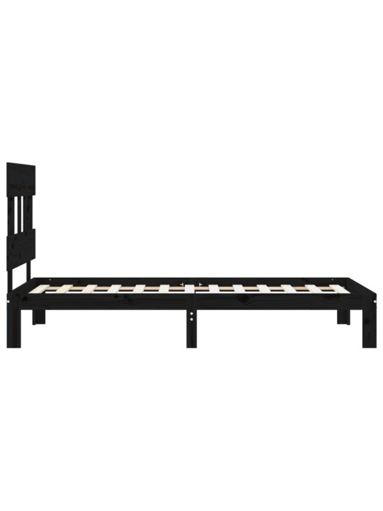 Sängynrunko päädyllä musta 100x200 cm täysi puu