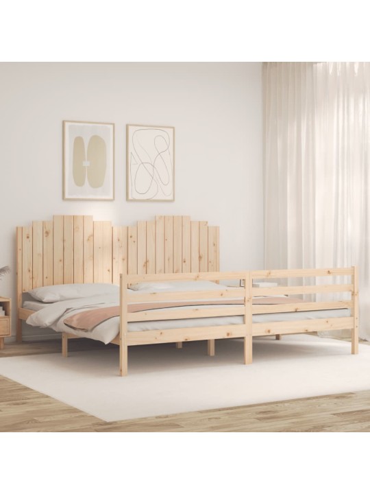 Sängynrunko päädyllä 200x200 cm täysi puu