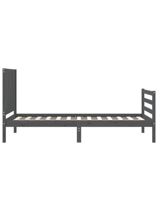 Sängynrunko päädyllä harmaa 90x200 cm täysi puu