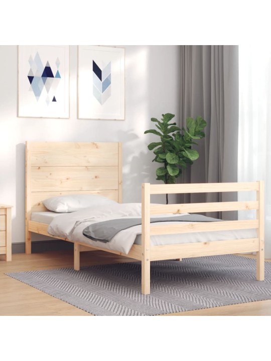 Sängynrunko päädyllä 90x200 cm täysi puu