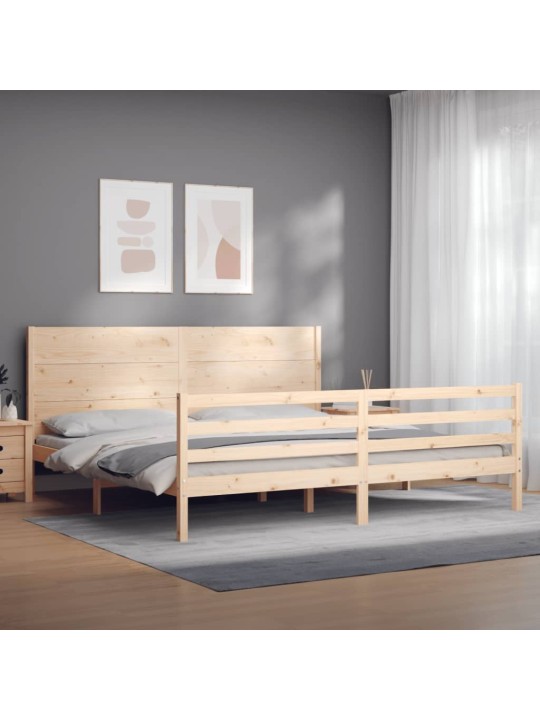 Sängynrunko päädyllä 200x200 cm täysi puu
