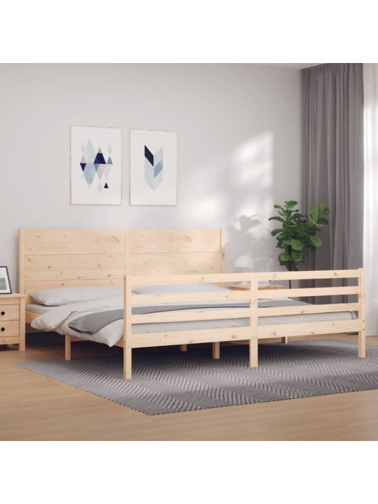 Sängynrunko päädyllä 200x200 cm täysi puu
