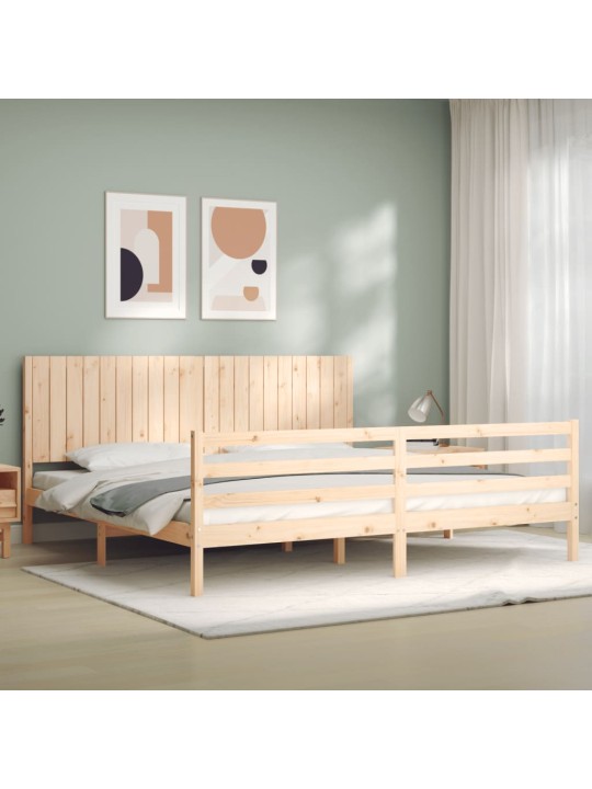 Sängynrunko päädyllä 200x200 cm täysi puu