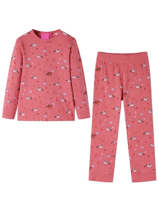 Lasten pitkähihainen pyjama vanha pinkki 104