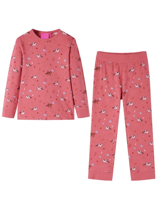 Lasten pitkähihainen pyjama vanha pinkki 116