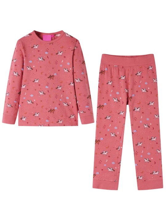 Lasten pitkähihainen pyjama vanha pinkki 128