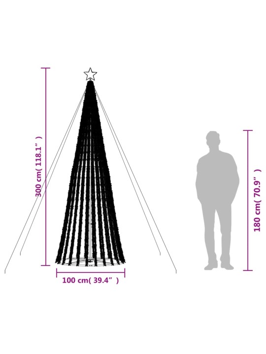 Joulukuusi kartio 688 lämpimän valkoista LED-valoa 300 cm