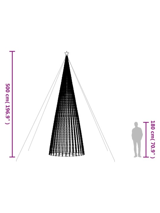 Joulukuusi kartio 1544 sinistä LED-valoa 500 cm