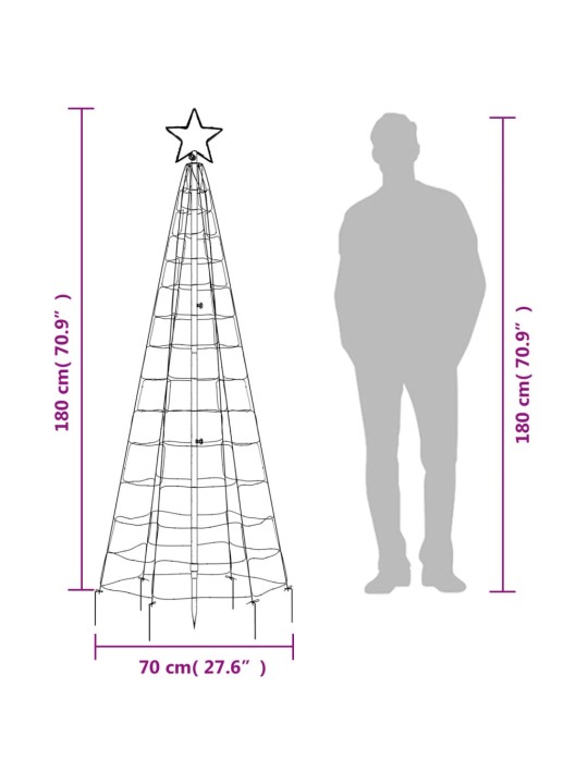 Joulukuusi piikeillä 220 lämpimän valkoista LED-valoa 180 cm