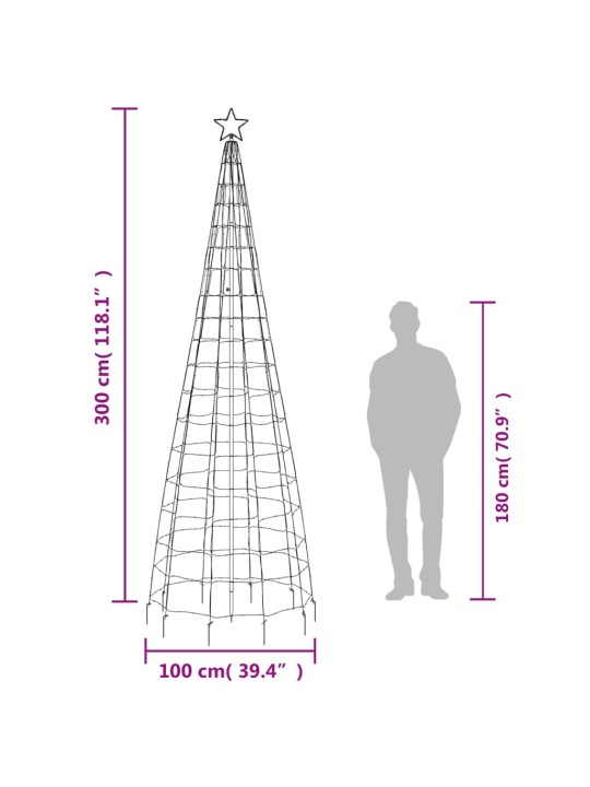 Joulukuusi piikeillä 570 lämpimän valkoista LED-valoa 300 cm