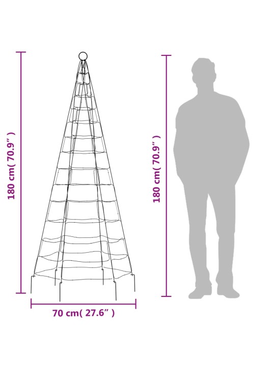 Joulukuusivalo lipputankoon 200 lämpimän valk. LED-valoa 180 cm