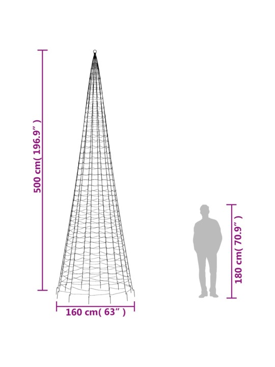 joulukuusenvalo lipputankoon 1534 LEDiä lämmin valkoinen 500 cm