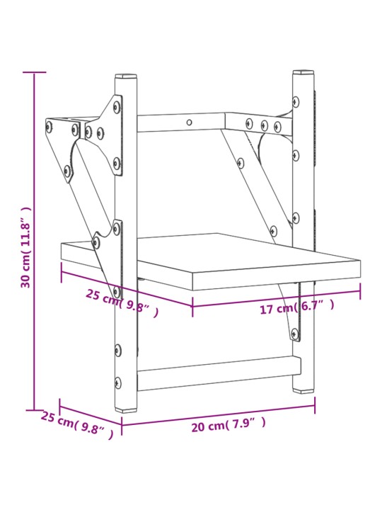 Seinähyllyt tangoilla 2 kpl musta 20x25x30 cm