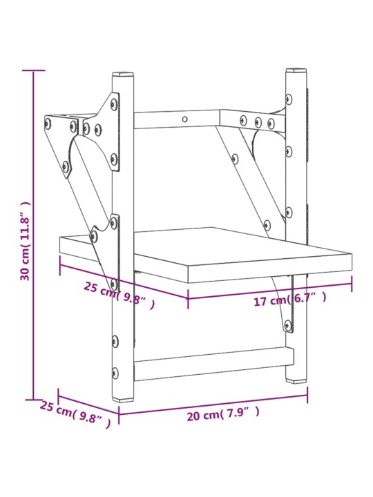 Seinähyllyt tangoilla 2 kpl savutammi 20x25x30 cm