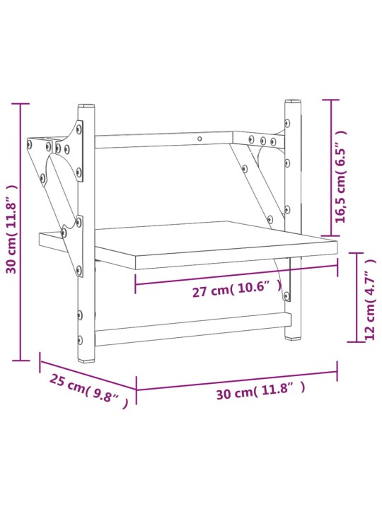 Seinähyllyt tangoilla 2 kpl musta 30x25x30 cm