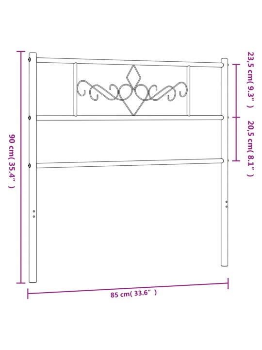 Metallinen sängynpääty musta 80 cm