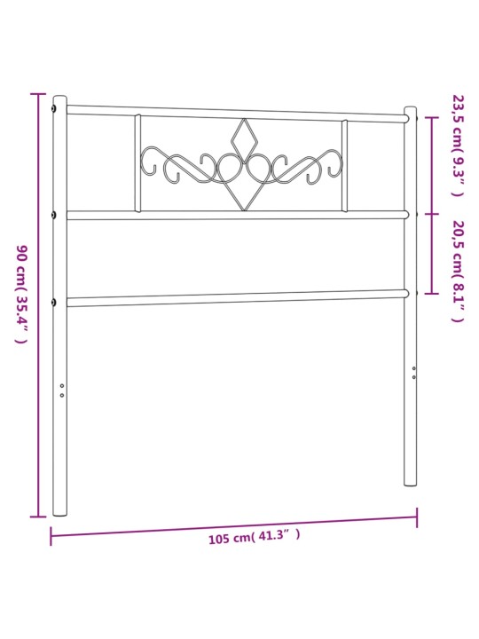 Metallinen sängynpääty musta 100 cm