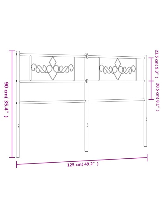 Metallinen sängynpääty musta 120 cm