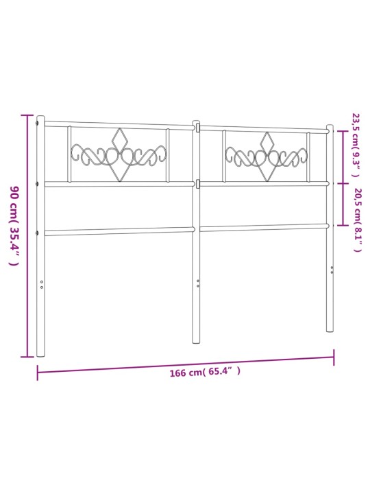 Metallinen sängynpääty musta 160 cm