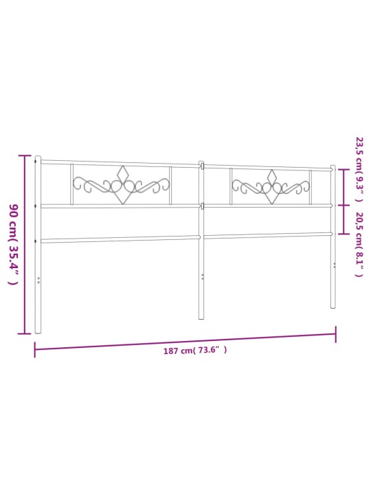 Metallinen sängynpääty musta 180 cm